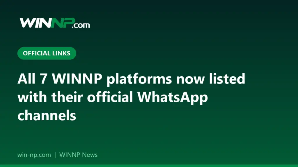 WINNP WhatsApp channels: all 7 WINNP platforms listed with their official WhatsApp channels